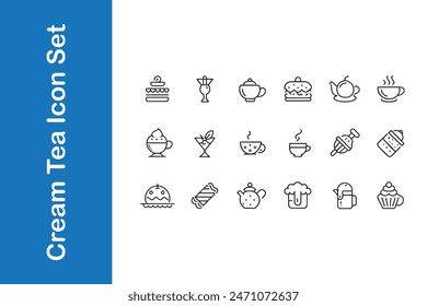 Creme Tee Icon Set in verschiedenen Stilen mit Vektorgrafik Kollektionen. 