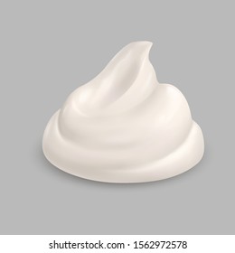 Cream Texture Isolated on Gray Background. Facial Creme, Foam, Gel or Body Lotion Skincare Icon. Illustration Ice Cream Product Swatch