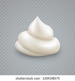 Cream texture isolated on transparent background. Facial creme, foam, gel or body lotion skincare icon. Vector ice cream product swatch.