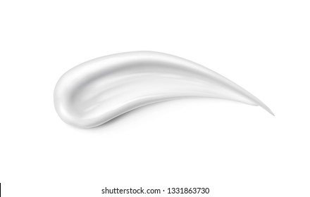 Cream texture stroke isolated on white background. Facial creme, foam, gel or body lotion skincare icon. Vector face cream cosmetic product smear swatch.