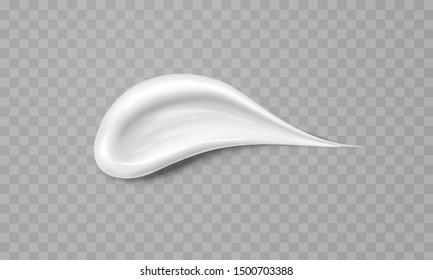 Cream texture stroke isolated on transparent background. Facial creme, foam, gel or body lotion skincare icon. Vector face cream cosmetic product smear swatch.