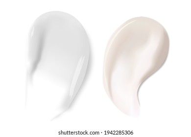 Cream texture stroke isolated on transparent background. Facial creme, foam, gel or body lotion skincare icon. Vector face cream cosmetic product smear swatch.