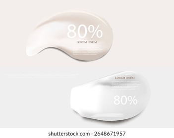 Traço de textura de creme isolado no plano de fundo transparente. Creme facial, espuma, gel ou ícone de cuidados com a pele de loção corporal. Espuma de produto cosmético de creme de cara de vetor.