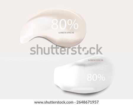 Cream texture stroke isolated on transparent background. Facial creme, foam, gel or body lotion skincare icon. Vector face cream cosmetic product smear swatch.