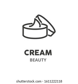 Cream thin line icon. Concept of beauty service. Vector illustration symbol element for web design. 
