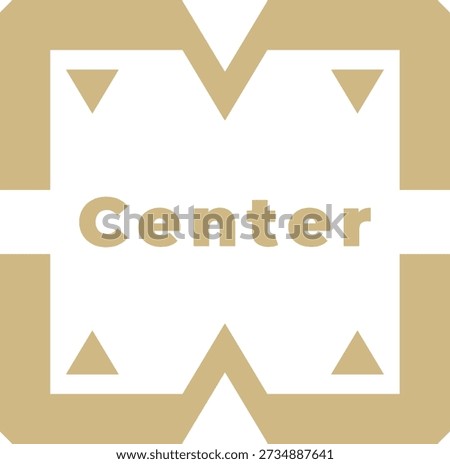 Cream tile label with geometric corner shapes and center text in a clean flat layout