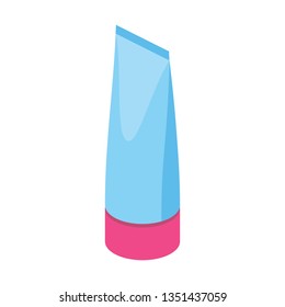 Cream Tube 3d vector icon isometric pink and blue color minimalism illustrate