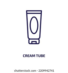 cream tube icon from beauty collection. Thin linear cream tube, medical, tube outline icon isolated on white background. Line vector cream tube sign, symbol for web and mobile
