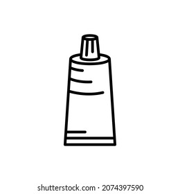 Cream tube icon. Tube of cream linear icon. Vector illustration. Black tube of cream icon