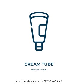 Cream tube icon. Linear vector illustration from beauty salon collection. Outline cream tube icon vector. Thin line symbol for use on web and mobile apps, logo, print media.