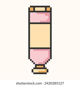 Cream tube icon pixel art symbol. Isolated vector illustration of hand cream sign.Vertical tube.Vector illustration EPS 10.