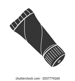 Cream Tube Icon Silhouette Illustration. Toothpaste Vector Graphic Pictogram Symbol Clip Art. Doodle Sketch Black Sign.