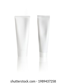 Cream tube mockup on white background. Tube packaging mock up. Vector illustration.