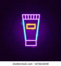 Cream Tube Neon Sign. Vector Illustration of Cosmetics Promotion.