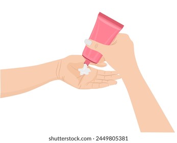 Cream tube on white background.
