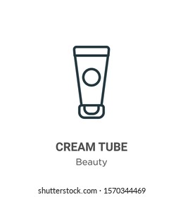Cream tube outline vector icon. Thin line black cream tube icon, flat vector simple element illustration from editable beauty concept isolated on white background