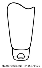 Cream in a tube. Sketch. Wave packaging design. Cosmetic product with a stable cap. Vector illustration. Doodle style. Isolated background. Coloring book for children. Idea for web design.