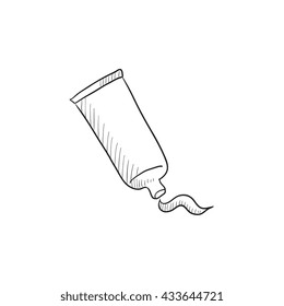 Cream tube and stroke vector sketch icon isolated on background. Hand drawn Cream tube and stroke icon. Cream tube and stroke sketch icon for infographic, website or app.