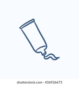 Cream tube and stroke vector sketch icon isolated on background. Hand drawn Cream tube and stroke icon. Cream tube and stroke sketch icon for infographic, website or app.