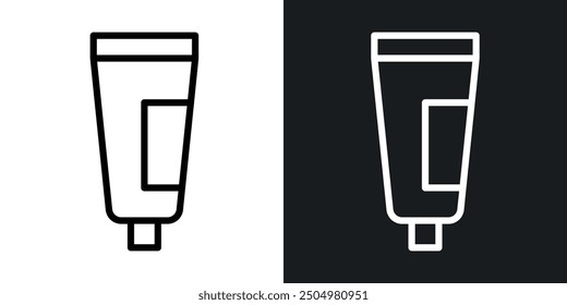 Cream tube vector icon set black and white filled and outlined style.