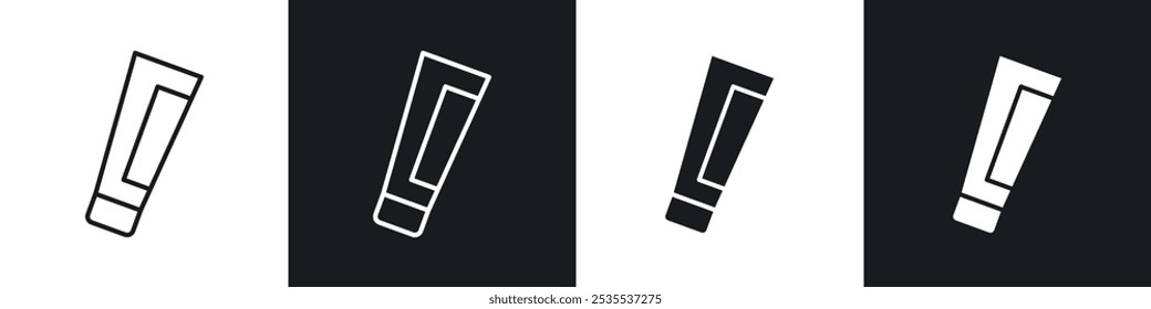 Cream tube vector icon set in black and white. EPS 10 illustration