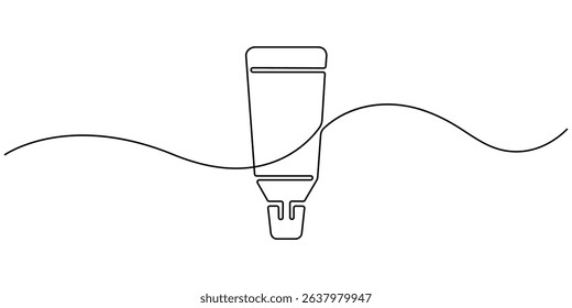 Cream tubes, Continuous one line drawing of cosmetic cream tube. Skin care cream in single line draw illustration. Editable stroke, Moisturizer Continuous Line Illustration