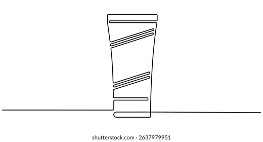 Cream tubes, Continuous one line drawing of cosmetic cream tube. Skin care cream in single line draw illustration. Editable stroke, Moisturizer Continuous Line Illustration