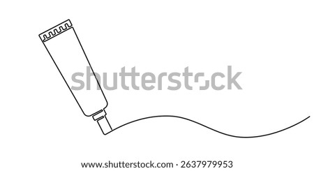 Cream tubes, Continuous one line drawing of cosmetic cream tube. Skin care cream in single line draw illustration. Editable stroke, Moisturizer Continuous Line Illustration