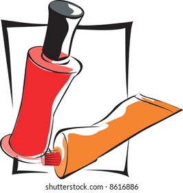 cream tubes in white background	