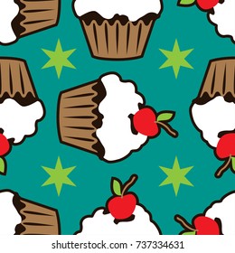 Cream vanilla choco cake seamless pattern