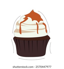  cream vanilla cupcake icon vector. Delicious vanilla cupcake