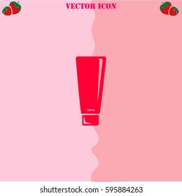 Cream vector  icon. Strawberry Background.