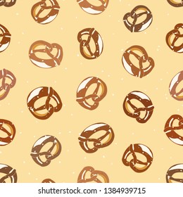 Cream vector repeat pattern with pretzel and salt.  