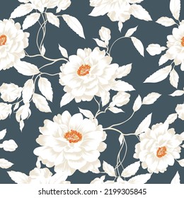 cream vector stock flowers leaves pattern on background