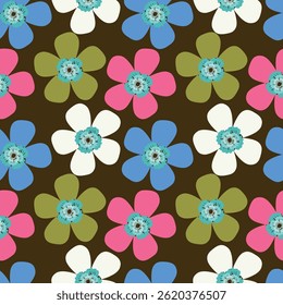 Flores Pequeñas del stock del Vector de la crema con el modelo verde de las hojas en fondo verde