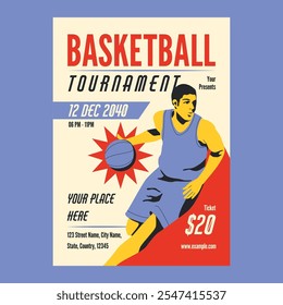 Cream Vintage Basketball Tournament Social Media Flyer