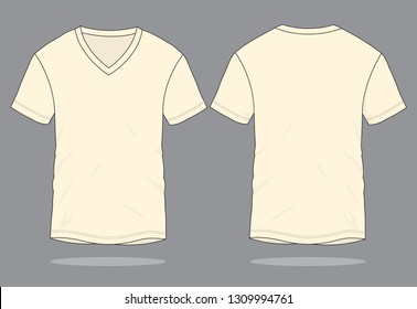 Cream V-Neck Shirt Vector for Template