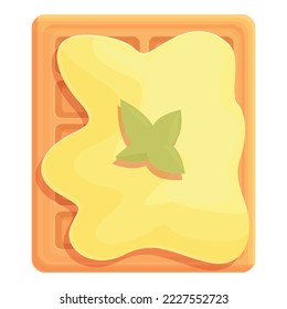 Cream waffle icon cartoon vector. Fruit food. Tasty crepe