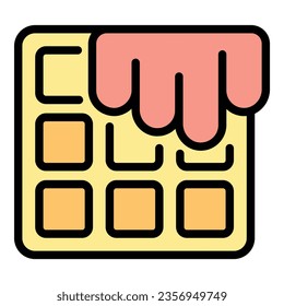 Cream waffle icon outline vector. Round wafer. Cake pastry color flat