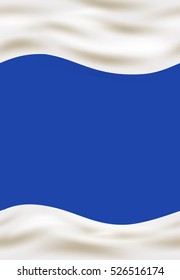 Cream waves on blue background. Linear seamless pattern for packaging design
