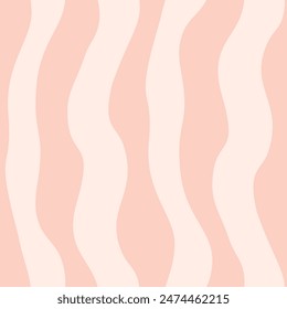 Cream Wavy Stripes Decorative vector seamless pattern. Repeating background. Tileable wallpaper print.