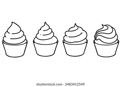 Cream Whipped Line Art Food Refined Minimalist Style Illustrations