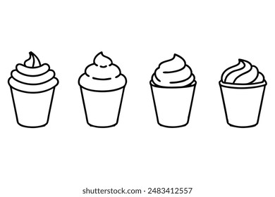Cream Whipped Line Art Food Clean Stylish Modern Illustrations
