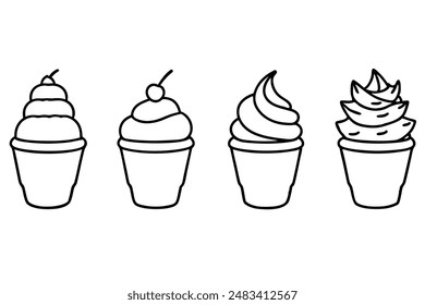 Cream Whipped Line Art Food Simple Clean Artistic Illustrations