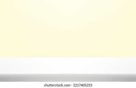 Cream white background. Space for displaying products. Room in the 3d. Vector illustration.