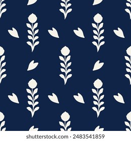 cream white flower and heart seamless blue backgound Geometric Ethnic pattern,
Native American tribal fabric, tile, carpet, vector,
illustration design, on navy blue background