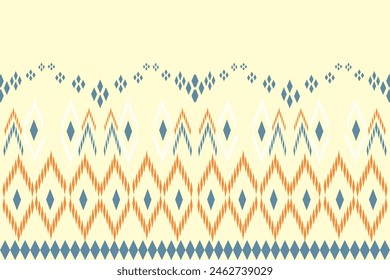 Cream yellow and blue ikat pattern motif geometric element seamless vector dpi300
