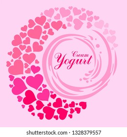 Cream Yogurt.  Logo splashes. Labels Designs.  Swirl Cream Texture Backgrounds.  Love health concept with copy space.  Vector Illustration