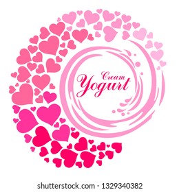 Cream Yogurt.  Logo splashes. Labels Designs.  Swirl Cream Texture Backgrounds Isolated on White.  Love health concept with copy space.  Vector Illustration