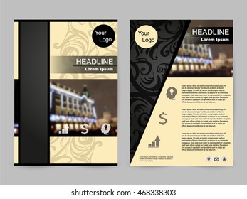 Cream-colored annual report brochure flyer design template vector, Leaflet cover presentation abstract flat background, layout in A4 size 